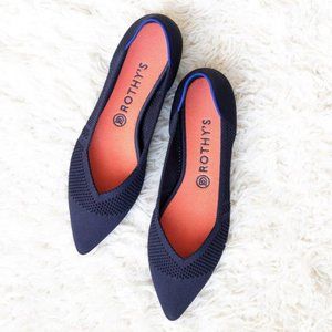 Rothys Navy Maritime lattice stitched Pointed Toe flats 10